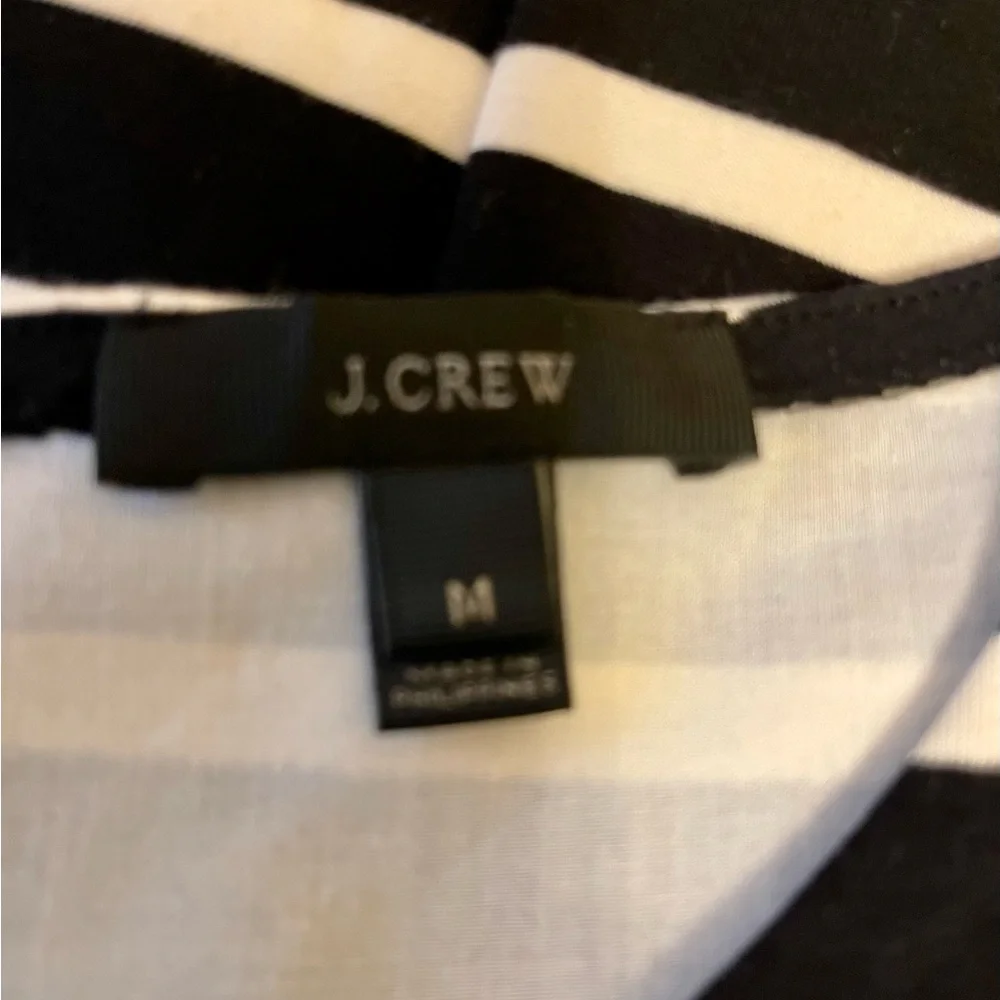 J. Crew Black and Cream Stripe Short Sleeve Dress